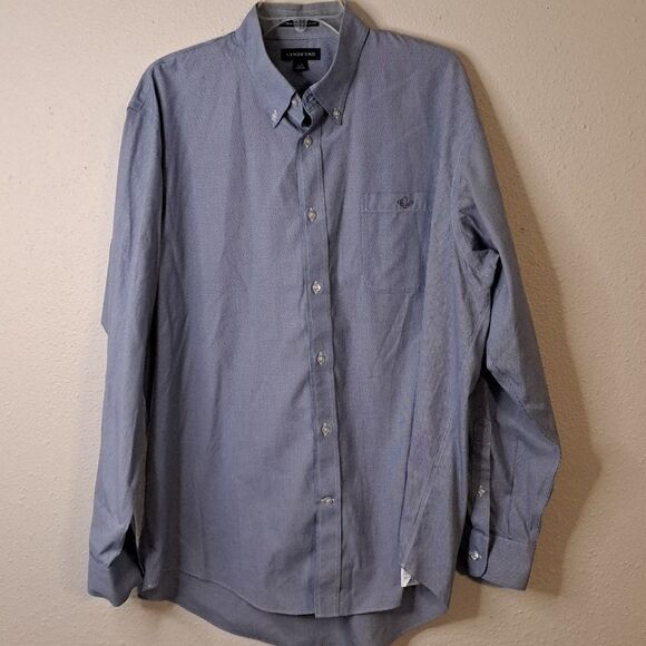 Lands' End long sleeve n iron oxford button down shirt size 17 - Picture 1 of 5